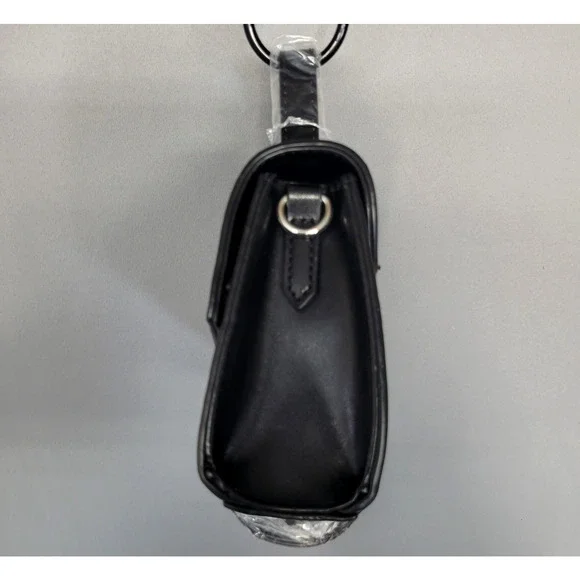 CXL by Christian Lacroix Crossbody Bag Womens Black Laine Matte Patent Purse - Picture 12 of 16